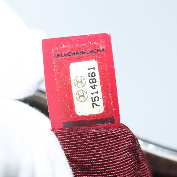 CHANEL Choco Bar Line Chain Tote Bag Canvas Navy Silver CC Auth 138802