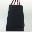CHANEL Choco Bar Line Chain Tote Bag Canvas Navy Silver CC Auth 138802-3