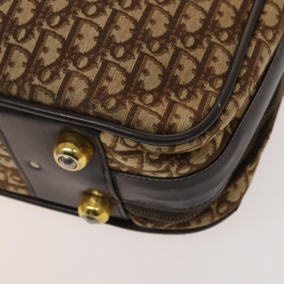 Christian Dior Trotter Canvas Trunk Brown Gold Auth 138804
