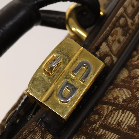 Christian Dior Trotter Canvas Trunk Brown Gold Auth 138804