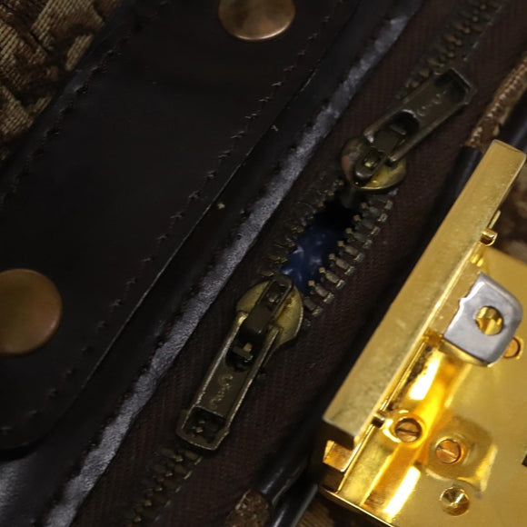 Christian Dior Trotter Canvas Trunk Brown Gold Auth 138804