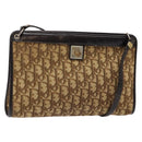 Christian Dior Trotter Canvas Shoulder Bag Brown Gold Auth 138805-1