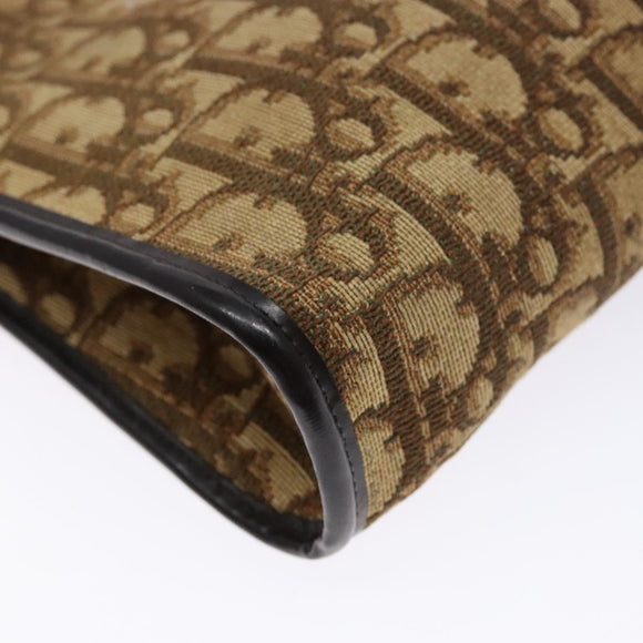 Christian Dior Trotter Canvas Shoulder Bag Brown Gold Auth 138805