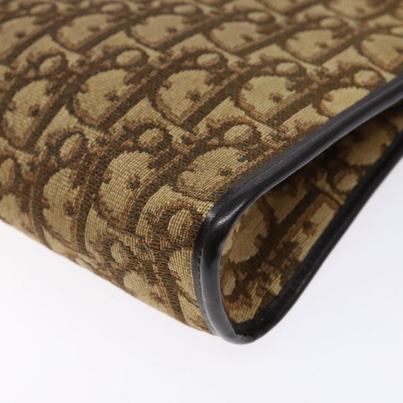 Christian Dior Trotter Canvas Shoulder Bag Brown Gold Auth 138805