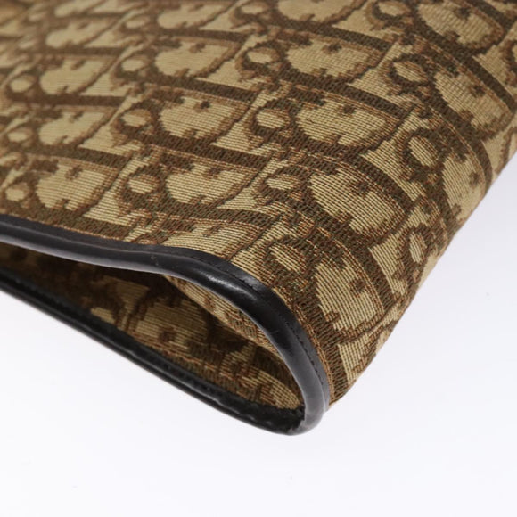 Christian Dior Trotter Canvas Shoulder Bag Brown Gold Auth 138805