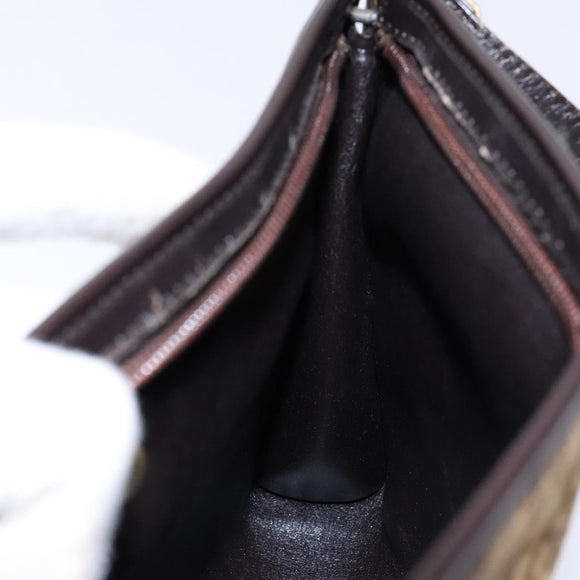 Christian Dior Trotter Canvas Shoulder Bag Brown Gold Auth 138805