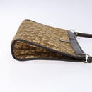 Christian Dior Trotter Canvas Shoulder Bag Brown Gold Auth 138805-4