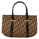 Christian Dior Trotter Canvas Hand Bag Brown Gold Auth 138806-2