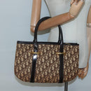 Christian Dior Trotter Canvas Hand Bag Brown Gold Auth 138806-21