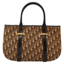 Christian Dior Trotter Canvas Hand Bag Brown Gold Auth 138806-3