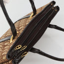 Christian Dior Trotter Canvas Hand Bag Brown Gold Auth 138806-6