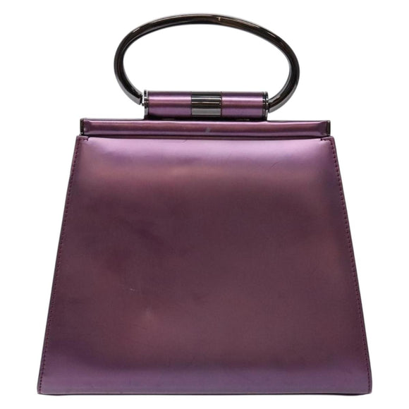 Christian Dior Hand Bag Patent leather Purple Auth 138811