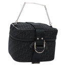 Christian Dior Trotter Canvas Vanity Pouch Black Silver Auth 138812-1