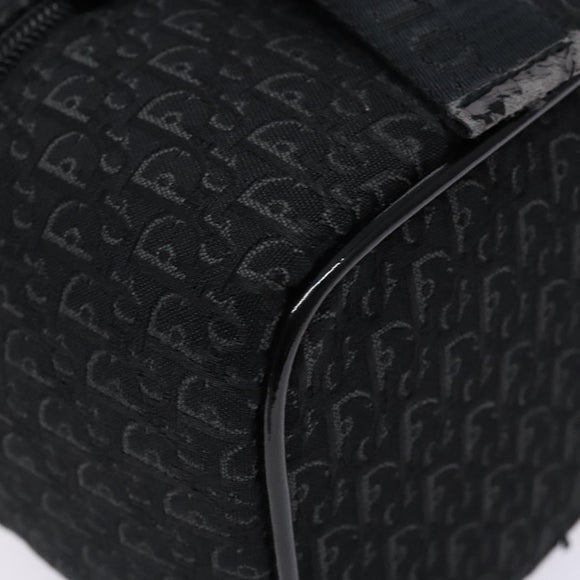 Christian Dior Trotter Canvas Vanity Pouch Black Silver Auth 138812