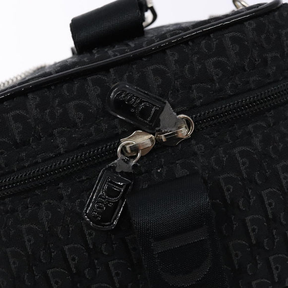 Christian Dior Trotter Canvas Vanity Pouch Black Silver Auth 138812