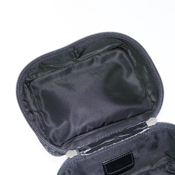 Christian Dior Trotter Canvas Vanity Pouch Black Silver Auth 138812