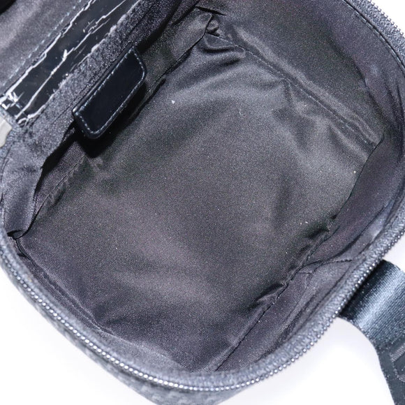 Christian Dior Trotter Canvas Vanity Pouch Black Silver Auth 138812