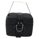 Christian Dior Trotter Canvas Vanity Pouch Black Silver Auth 138812-13