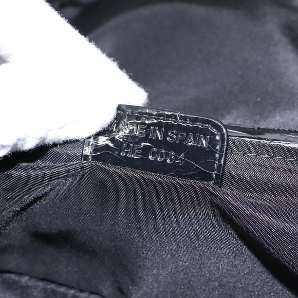 Christian Dior Trotter Canvas Vanity Pouch Black Silver Auth 138812