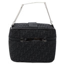 Christian Dior Trotter Canvas Vanity Pouch Black Silver Auth 138812-2