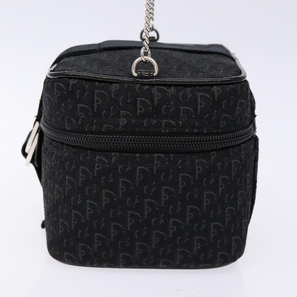 Christian Dior Trotter Canvas Vanity Pouch Black Silver Auth 138812
