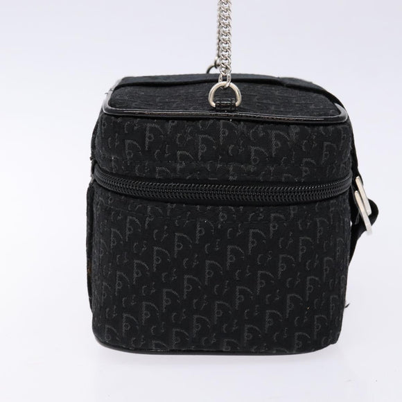 Christian Dior Trotter Canvas Vanity Pouch Black Silver Auth 138812