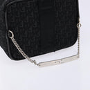 Christian Dior Trotter Canvas Vanity Pouch Black Silver Auth 138812-7