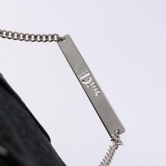 Christian Dior Trotter Canvas Vanity Pouch Black Silver Auth 138812