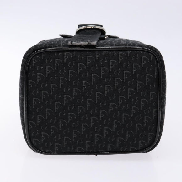 Christian Dior Trotter Canvas Vanity Pouch Black Silver Auth 138812