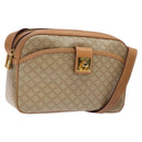 CELINE Macadam Canvas Shoulder Bag PVC Beige Gold Auth 138813-1