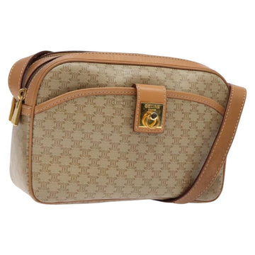 CELINE Macadam Canvas Shoulder Bag PVC Beige Gold Auth 138813