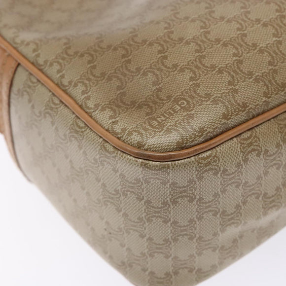 CELINE Macadam Canvas Shoulder Bag PVC Beige Gold Auth 138813
