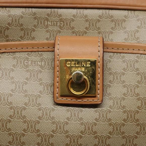CELINE Macadam Canvas Shoulder Bag PVC Beige Gold Auth 138813