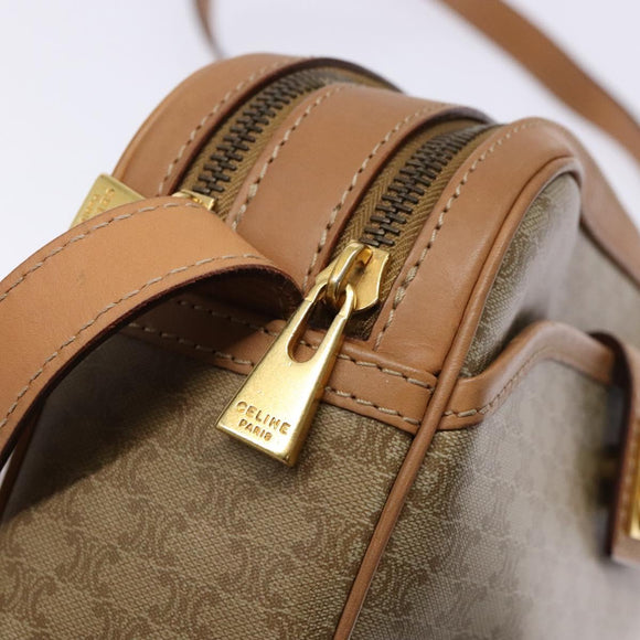 CELINE Macadam Canvas Shoulder Bag PVC Beige Gold Auth 138813
