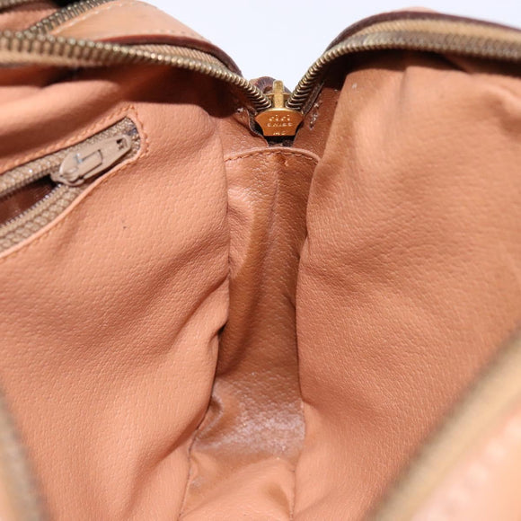 CELINE Macadam Canvas Shoulder Bag PVC Beige Gold Auth 138813