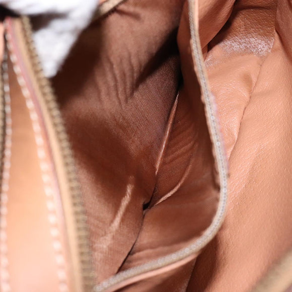 CELINE Macadam Canvas Shoulder Bag PVC Beige Gold Auth 138813