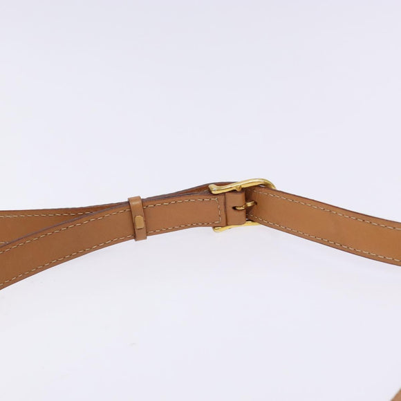 CELINE Macadam Canvas Shoulder Bag PVC Beige Gold Auth 138813