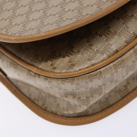 CELINE Macadam Canvas Shoulder Bag PVC Beige Gold Auth 138814