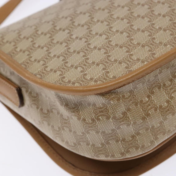 CELINE Macadam Canvas Shoulder Bag PVC Beige Gold Auth 138814