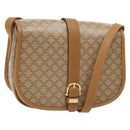 CELINE Macadam Canvas Shoulder Bag PVC Beige Gold Auth 138814-1