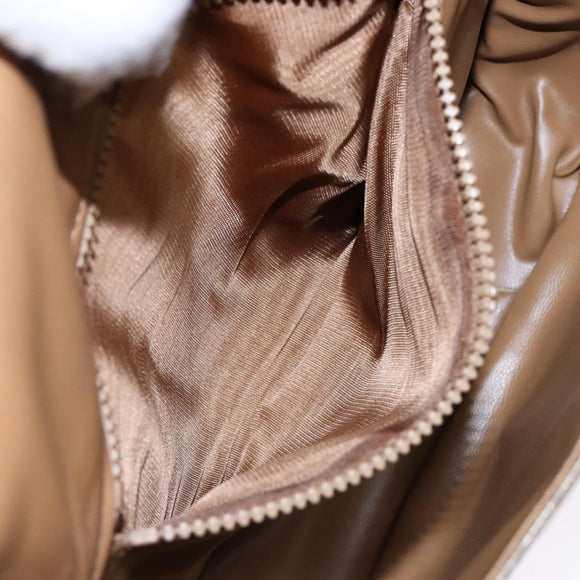 CELINE Macadam Canvas Shoulder Bag PVC Beige Gold Auth 138814