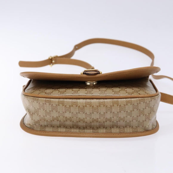 CELINE Macadam Canvas Shoulder Bag PVC Beige Gold Auth 138814