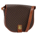 CELINE Macadam Canvas Shoulder Bag PVC Leather Brown Gold Auth 138815-1