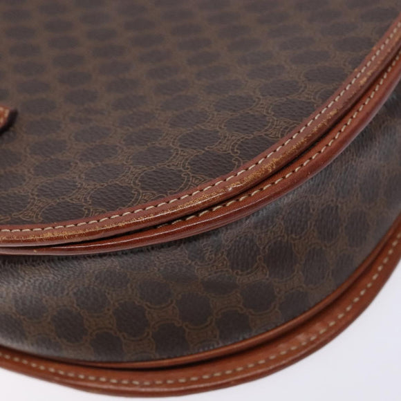 CELINE Macadam Canvas Shoulder Bag PVC Leather Brown Gold Auth 138815