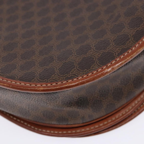 CELINE Macadam Canvas Shoulder Bag PVC Leather Brown Gold Auth 138815