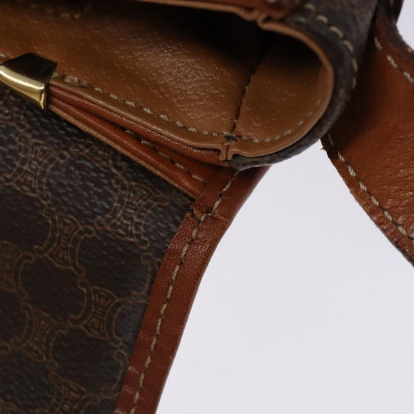 CELINE Macadam Canvas Shoulder Bag PVC Leather Brown Gold Auth 138815
