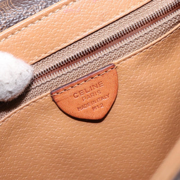 CELINE Macadam Canvas Shoulder Bag PVC Leather Brown Gold Auth 138815