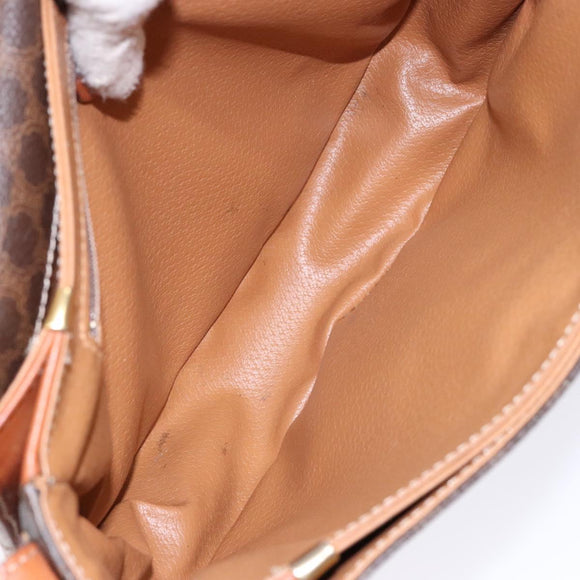 CELINE Macadam Canvas Shoulder Bag PVC Leather Brown Gold Auth 138815