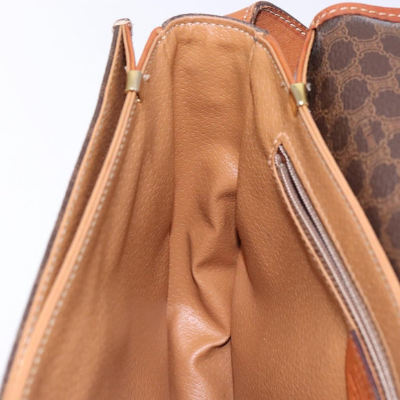 CELINE Macadam Canvas Shoulder Bag PVC Leather Brown Gold Auth 138815