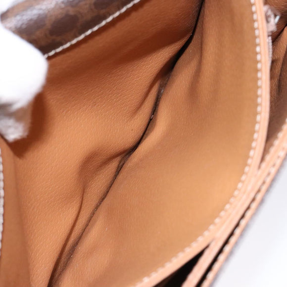 CELINE Macadam Canvas Shoulder Bag PVC Leather Brown Gold Auth 138815